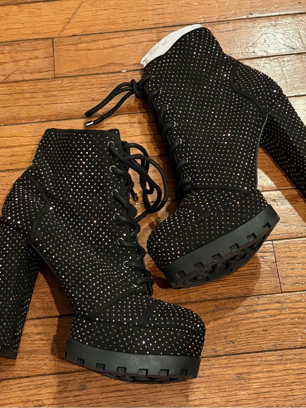 NEW Jessica Simpson Irella-2 Platform Black Suede Sparkle Size 7.5 - Picture 5 of 15